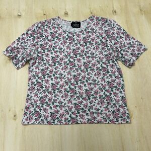 Vintage Fritzi California Shirt Womens Small Pink Floral Crew Neck Tee T-Shirt
